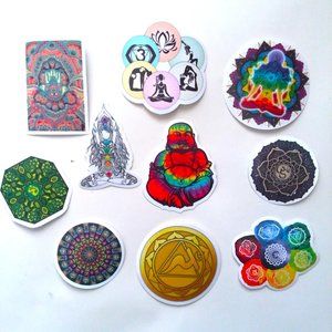 10 Yoga Mandala Stickers Lot Namaste Meditation Chakras Pilates